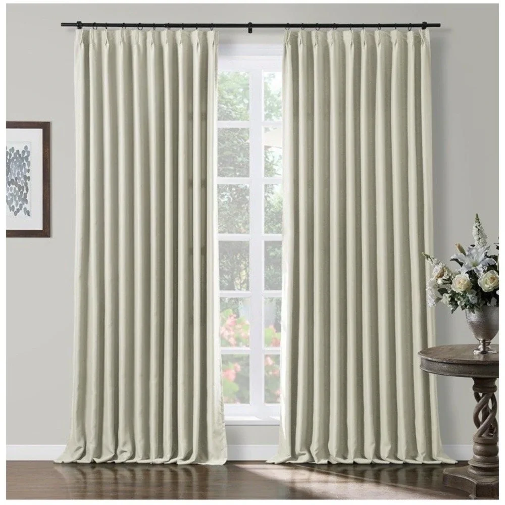 TWOPAGES Pleated Curtain Unlined Room Darkening Drapery Set Of 4) 50